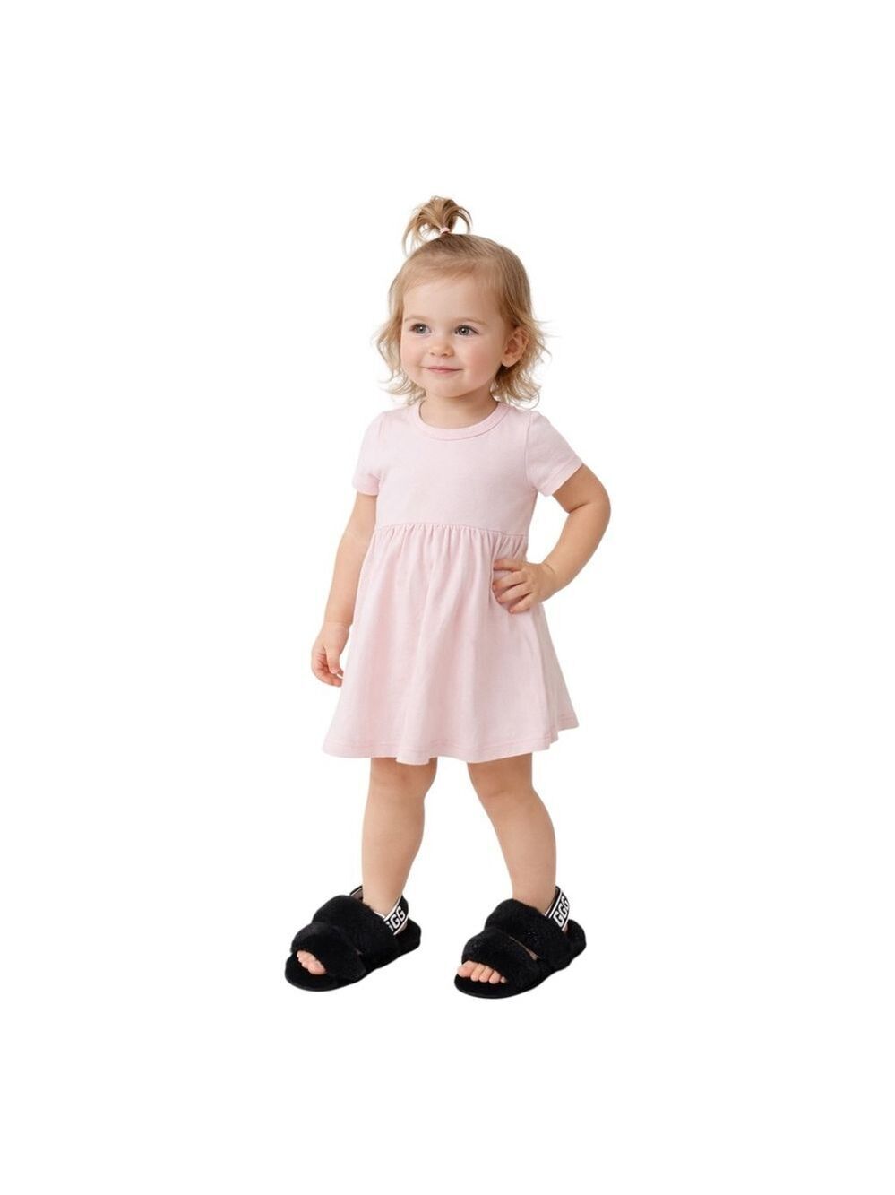 UGG Black Fluff Yeah Slide Sandals Toddler Girls Size 8